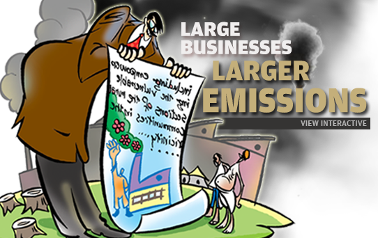 Large businesses; larger emission footprints